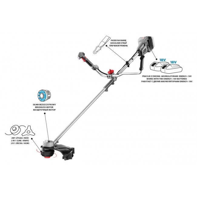 Brushless Cordless Scythe 350 mm Graphite ENERGY+ 36V without battery