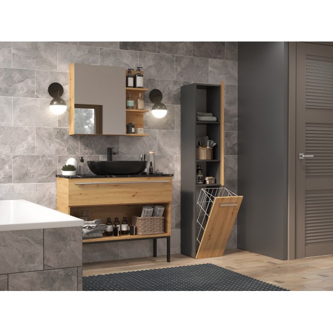 Topeshop NEL IV ANT/ART bathroom storage cabinet Graphite, Oak Topeshop NEL IV ANT/ART bathroom storage cabinet Graphite, Oak