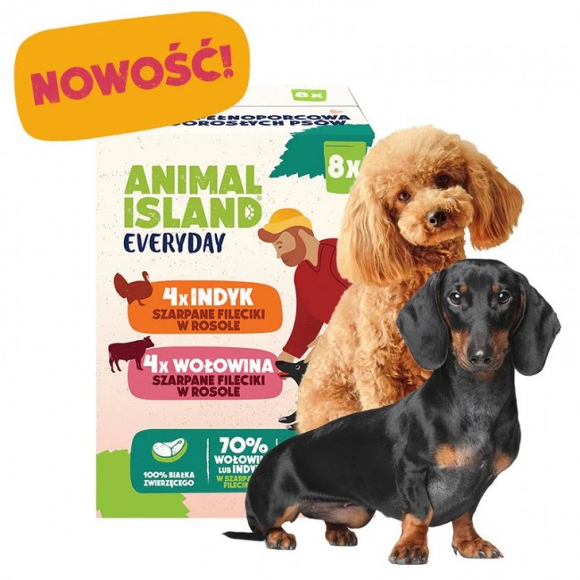 ANIMAL ISLAND Turkey / Beef Fillets in broth - wet dog food - 8x150g