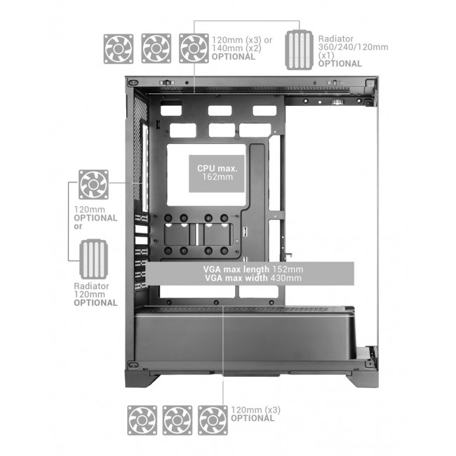 Mars Gaming MCPRISMA computer case Midi Tower Black