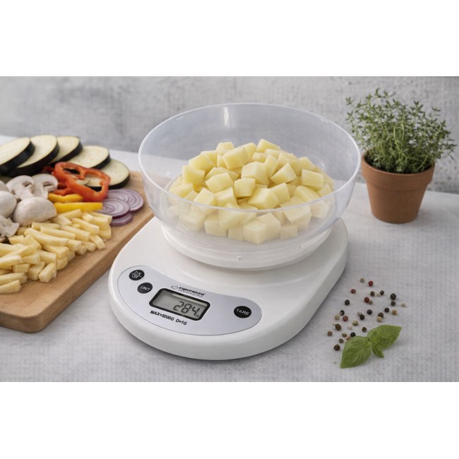 Esperanza EKS007 Kitchen scale with a bowl. White Electronic kitchen scale