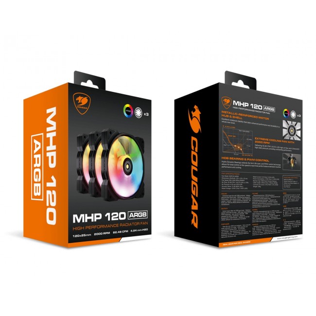 COUGAR Case Fan MHP 120 ARGB, Black (3 in one package)