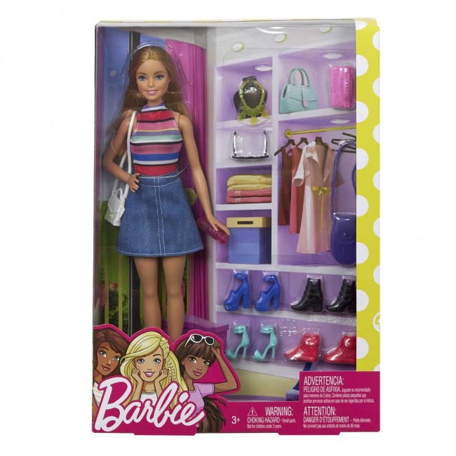 Barbie Fashionistas Doll and 11 Fashion Accessories Including 5 Total Pairs of Shoes
