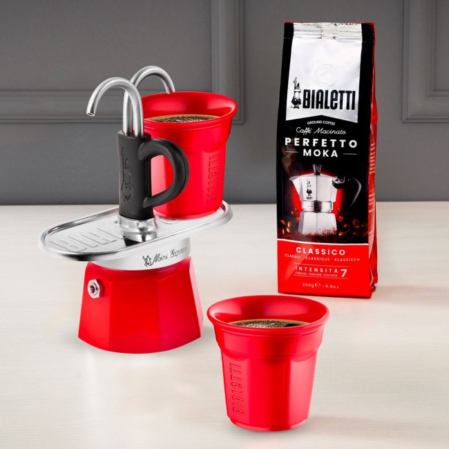 Bialetti Mini Express coffee machine red 2tz + 2 cups