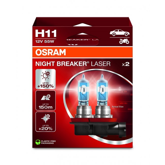Bulb H11 12V 55W PGJ 19-2 (Set of 2) up to 150 m