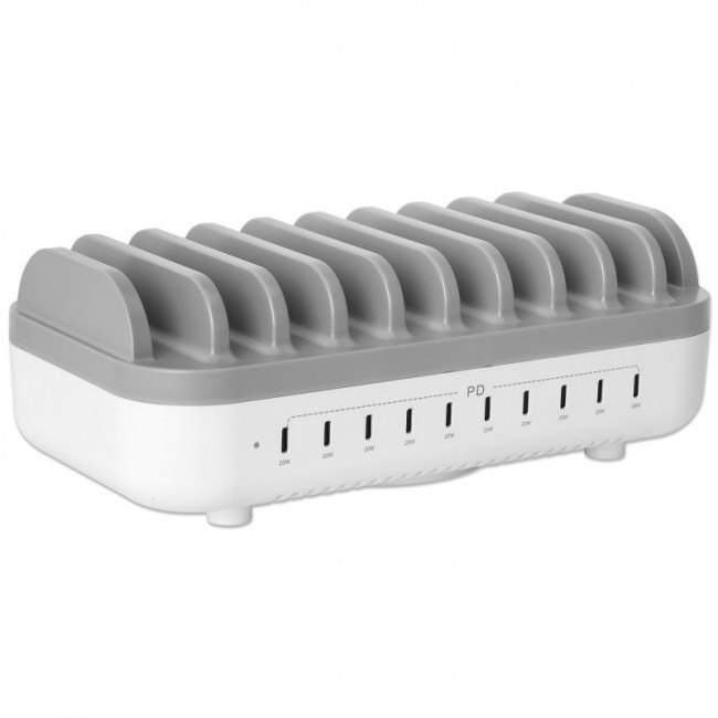 Manhattan 10-port USB-C Charging Station, USB-C Output: 10x 20W, Max 200W, Mains AC power (inc US/EU/UK adapters) Manhattan 10-port USB-C Charging Station, USB-C Output: 10x 20W, Max 200W, Mains AC power (inc US/EU/UK adapters)