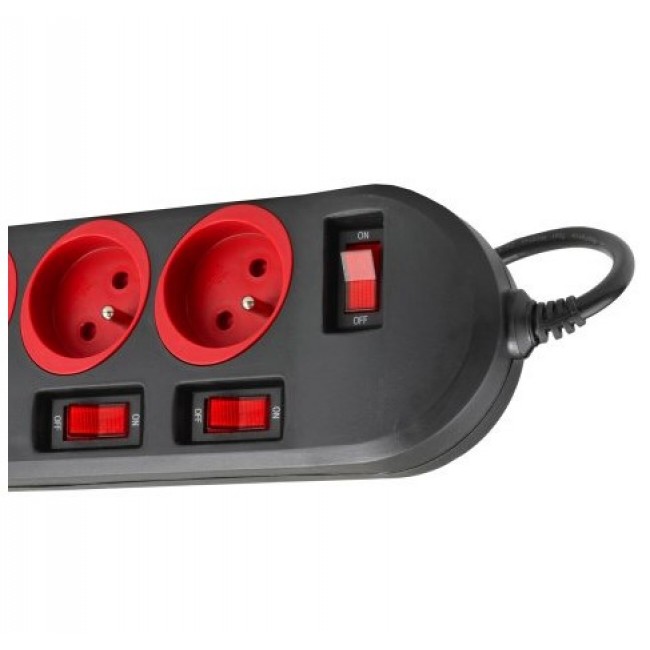 Maclean MCE204 power extension 1.5 m 5 AC outlet(s) Indoor Black, Red Maclean MCE204 power extension 1.5 m 5 AC outlet(s) Indoor Black, Red