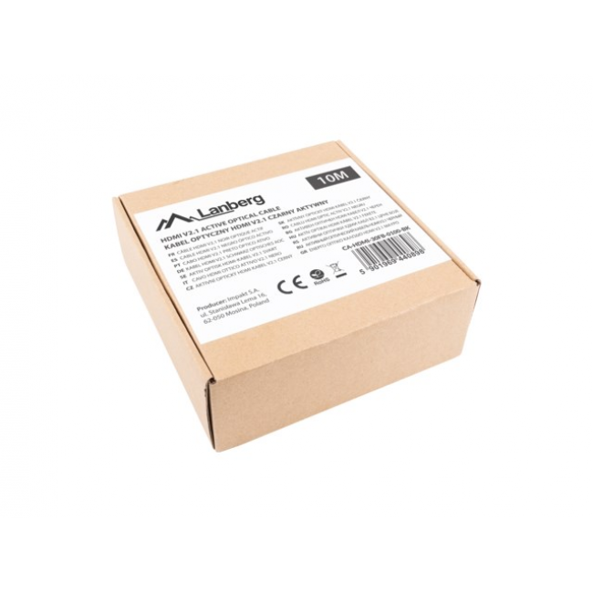 LANBERG HDMI CABLE LANBERG HDMI CABLE M/M V2.1 10M OPTICAL AOC BLACK LANBERG HDMI CABLE LANBERG HDMI CABLE M/M V2.1 10M OPTICAL AOC BLACK