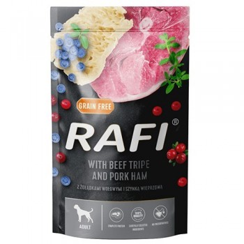 DOLINA NOTECI Rafi Beef stomachs, ham, blueberry - wet dog food - 500g