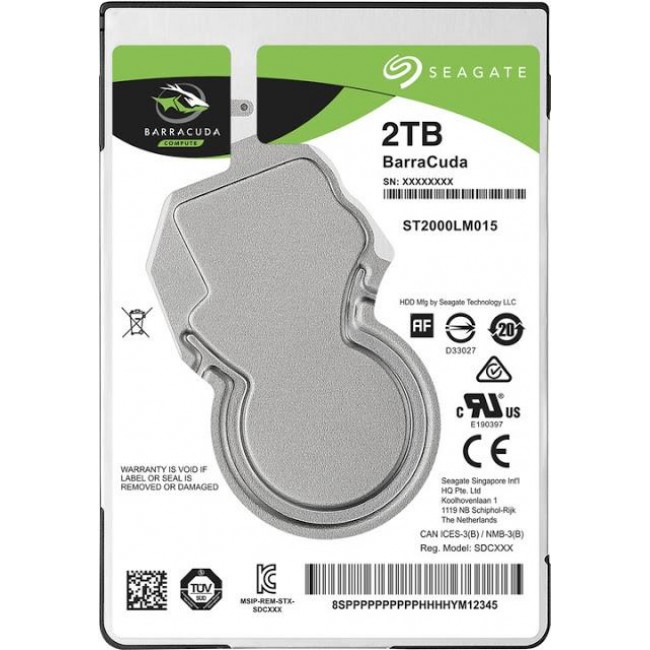 Seagate BarraCuda internal hard drive 2 TB 5400 RPM 128 MB 2.5
