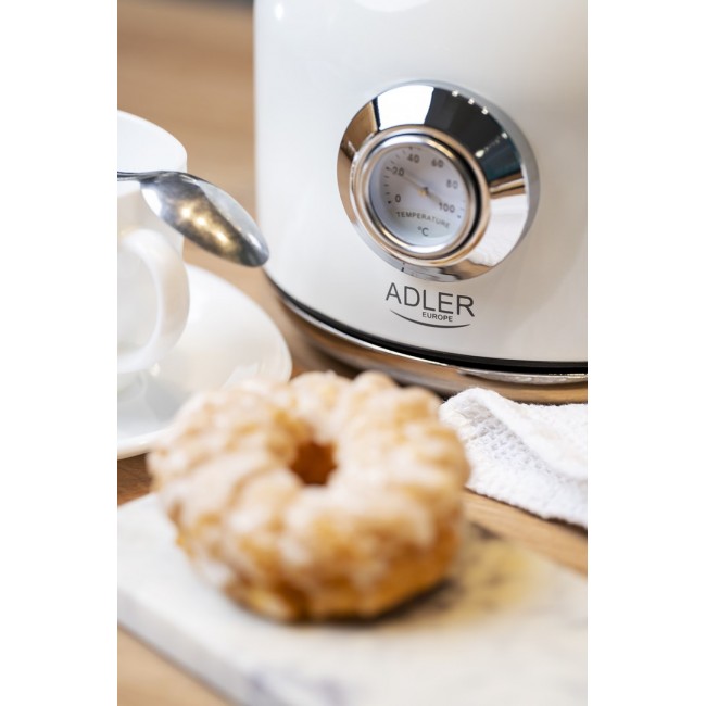 Adler | Kettle with a Thermomete | AD 1346w | Electric | 2200 W | 1.7 L | Stainless steel | 360 rotational base | White