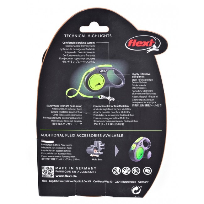 FLEXI New Neon M - retractable leash - 5 m