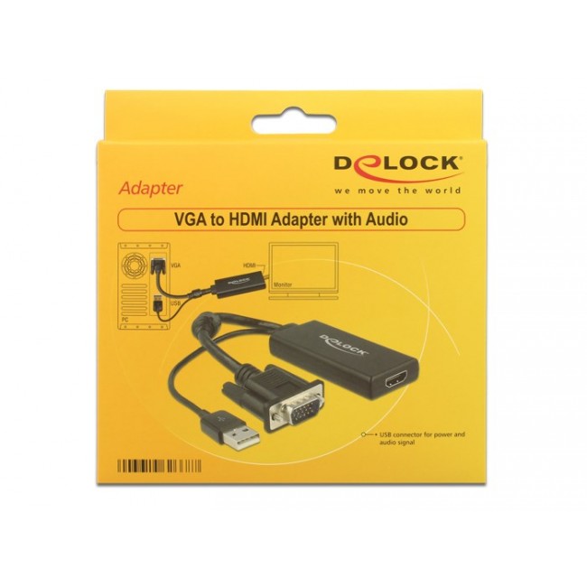 DeLOCK 0.25m VGA+USB2.0-A/HDMI VGA (D-Sub) + USB Black DeLOCK 0.25m VGA+USB2.0-A/HDMI VGA (D-Sub) + USB Black