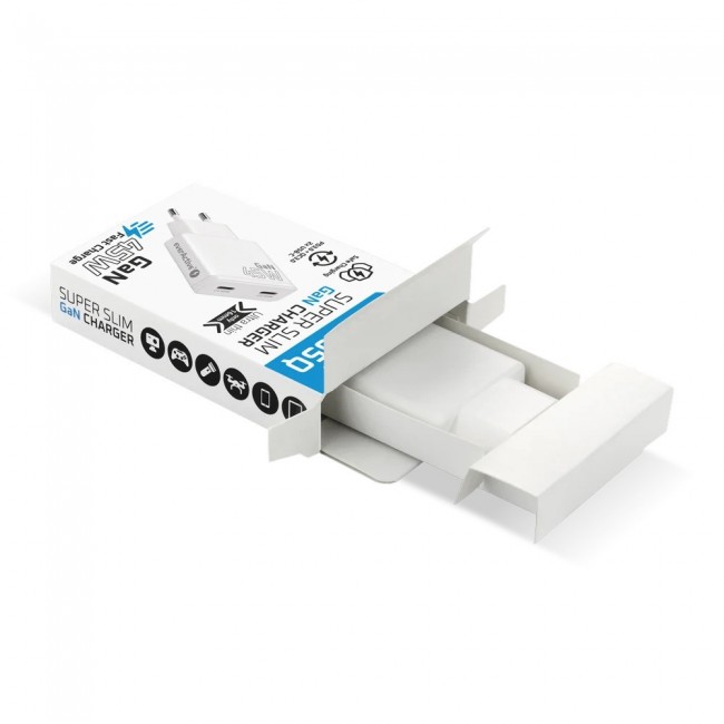 Charger GaN 2x USB-C Quick Charge 3.0 45W PD white