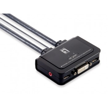 LevelOne 2-Port USB DVI-D Single Link Cable KVM Switch, audio support