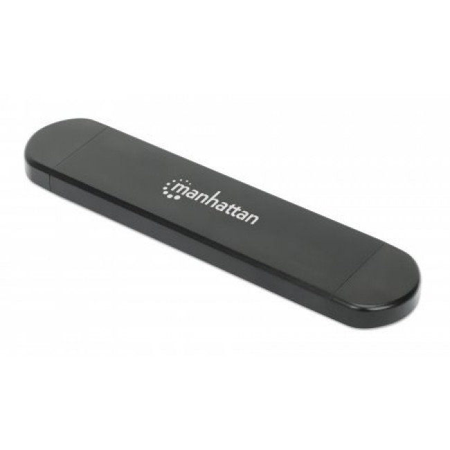 Manhattan M.2 NVMe and SATA SSD Enclosure, USB-C & USB-A Male Connection, Up to 10 Gbps (USB 3.2 Gen2 aka USB 3.1), For 2230/2242/2260/2280 SSDs with M Key or B+M Key, SuperSpeed+ USB, Aluminum, Black, Three Year Warranty Manhattan M.2 NVMe and SATA SSD Enclosure, USB-C & USB-A Male Connection, Up to 10 Gbps (USB 3.2 Gen2 aka USB 3.1), For 2230/2242/2260/2280 SSDs with M Key or B+M Key, SuperSpeed+ USB, Aluminum, Black, Three Year Warranty