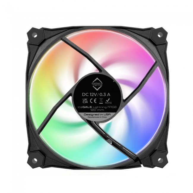 Iceberg Thermal IceGALE Lightning ARGB Computer case Fan 12 cm Black 3 pc(s) Iceberg Thermal IceGALE Lightning ARGB Computer case Fan 12 cm Black 3 pc(s)