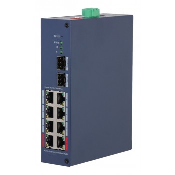 Dahua Technology CHS4210-8GT-110 network switch Managed L2 Gigabit Ethernet (10/100/1000) Power over Ethernet (PoE) DIN rail Dark Blue