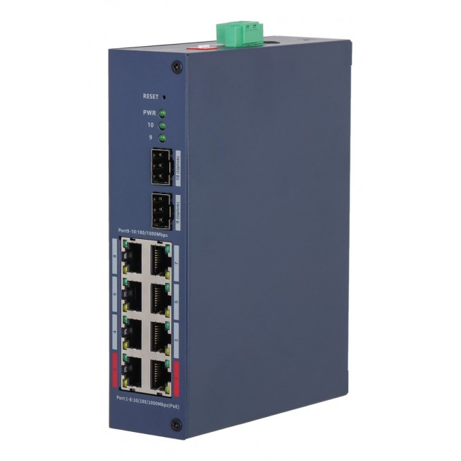 Dahua Technology CHS4210-8GT-110 network switch Managed L2 Gigabit Ethernet (10/100/1000) Power over Ethernet (PoE) DIN rail Dark Blue