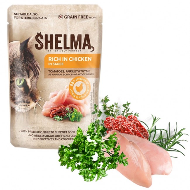 SHELMA Rich in chicken in sauce - wet cat food - 85g