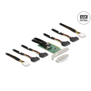DeLOCK PCI Express 4.0 x16 Card to 4 x SFF-8639 NVMe - Bifurcation - Low Profile Form Factor