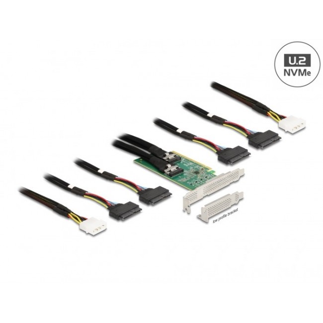 DeLOCK PCI Express 4.0 x16 Card to 4 x SFF-8639 NVMe - Bifurcation - Low Profile Form Factor DeLOCK PCI Express 4.0 x16 Card to 4 x SFF-8639 NVMe - Bifurcation - Low Profile Form Factor