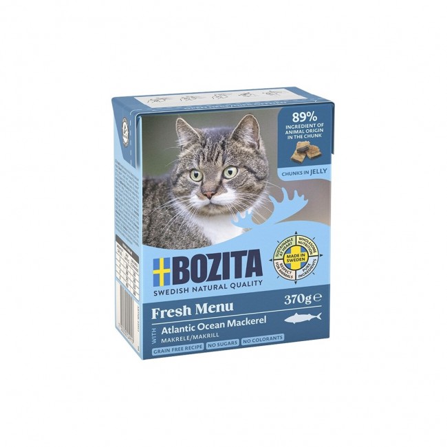 BOZITA Meat chunks with mackerel in jelly wet cat food 370g