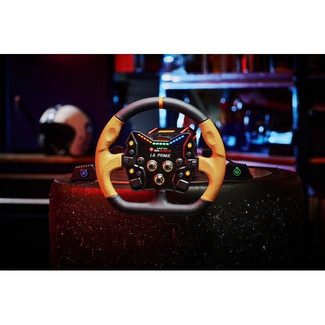 Asetek Closed D Orange Leather Rim Racing wheel