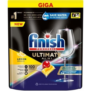 Finish Tabletki do zmywarki Powerball Ultimate Deep Clean and Shine Lemon 100 sztuk