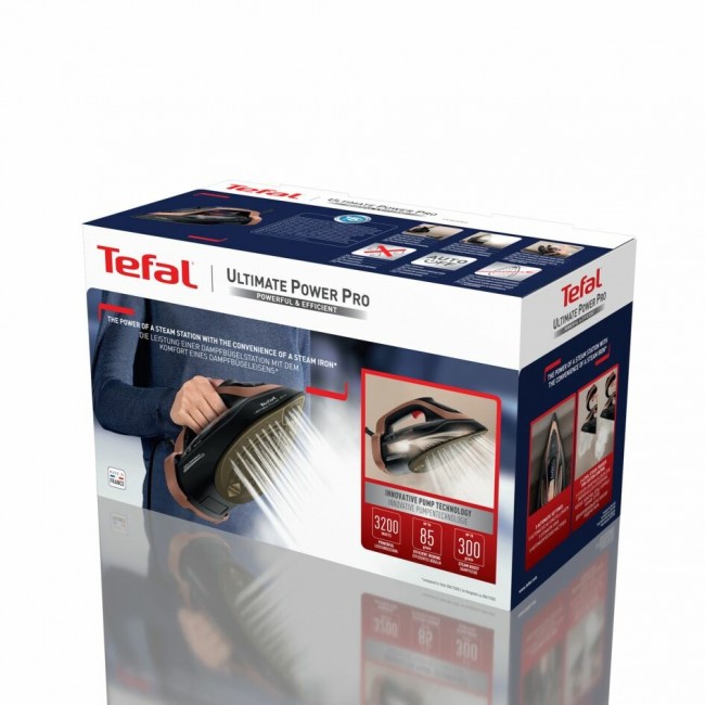 Tefal Ultimate Power Pro FV9E50 Dry & Steam iron Durilium AirGlide Autoclean soleplate 3200 W Black, Copper