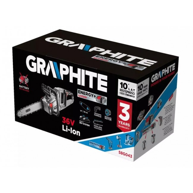 Graphite Energy+ 36V, Li-Ion brushless cordless chainsaw, 14 Graphite Energy+ 36V, Li-Ion brushless cordless chainsaw, 14