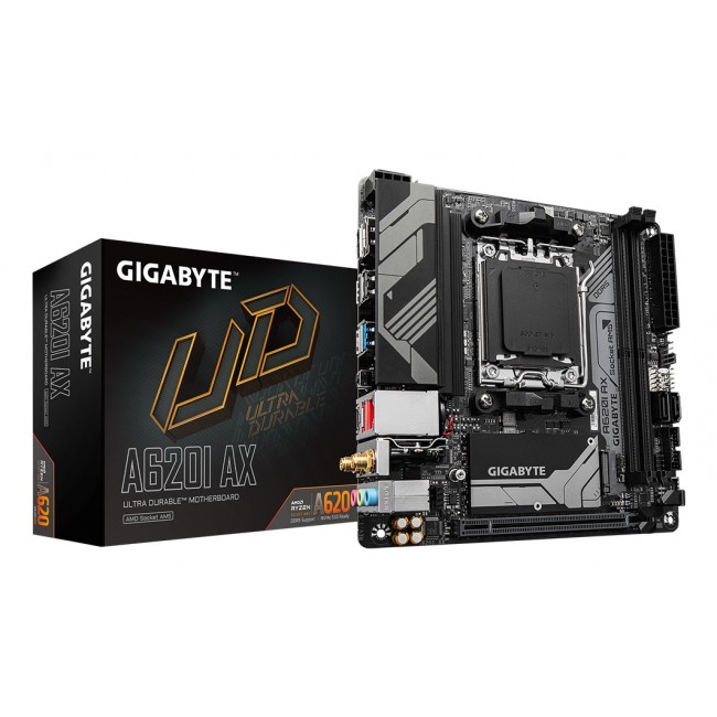 Gigabyte A620I AX 1.0 Processor family AMD Processor socket AM5 DDR5 DIMM Supported hard disk drive interfaces SATA, M.2 Number of SATA connectors 2 Gigabyte A620I AX 1.0 Processor family AMD Processor socket AM5 DDR5 DIMM Supported hard disk drive interfaces SATA, M.2 Number of SATA connectors 2