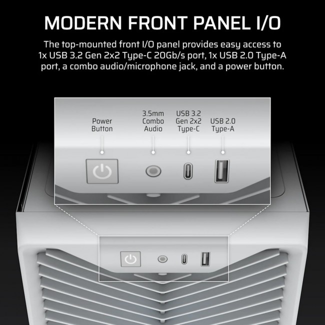 Corsair Midi Tower 3200D RS ARGB PC Case White
