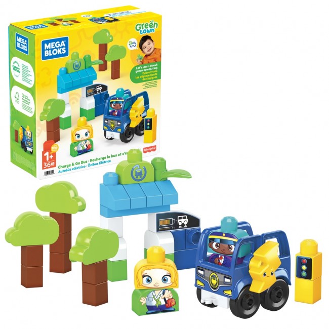 MEGA BLOKS HDX90 GREEN TOWN CHARGE & GO BUS