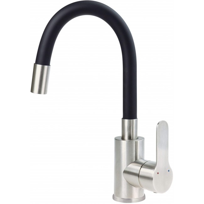 Washbasin mixer with curved spout Washbasin mixer with curved spout