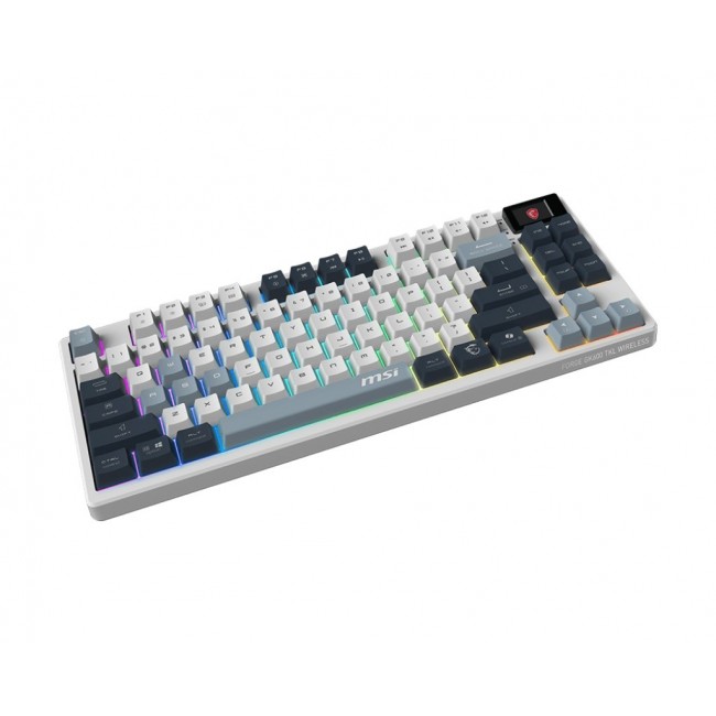 MSI FORGE GK600 TKL WIRELESS SKY keyboard Gaming USB + Bluetooth QWERTY UK English Blue, White MSI FORGE GK600 TKL WIRELESS SKY keyboard Gaming USB + Bluetooth QWERTY UK English Blue, White