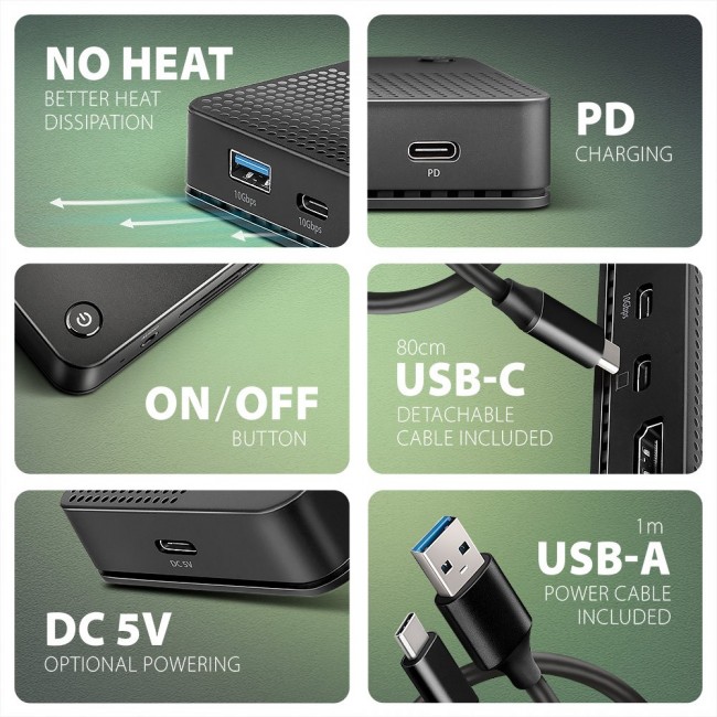 Axagon HMC-U4 laptop dock/port replicator Wired USB4 Black Axagon HMC-U4 laptop dock/port replicator Wired USB4 Black