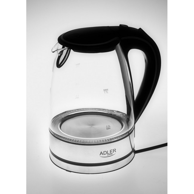 Adler AD 1225 electric kettle 1.7 L Black,Stainless steel,Transparent 2200 W