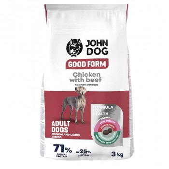JOHN DOG Good Form Medium and large breeds Chicken with beef - dry dog food - 3kg