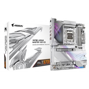GIGABYTE X870E AORUS MASTER X3D ICE Motherboard - Supports AMD Ryzen 9000 CPUs, 18+2+2 Phases Digital VRM, up to 9000Hz DDR5 (OC), 2xPCIe 5.0 + 3xPCIe 4.0, Wi-Fi 7, 10GbE LAN, USB 4
