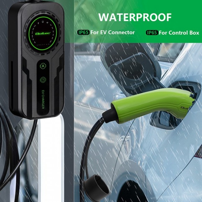 Qoltec Mobile EV Car Charger Adjustable 2in1 Type2 | SCHUKO | 3.5kW | 230V | LCD | Portable | Wallbox | 5m