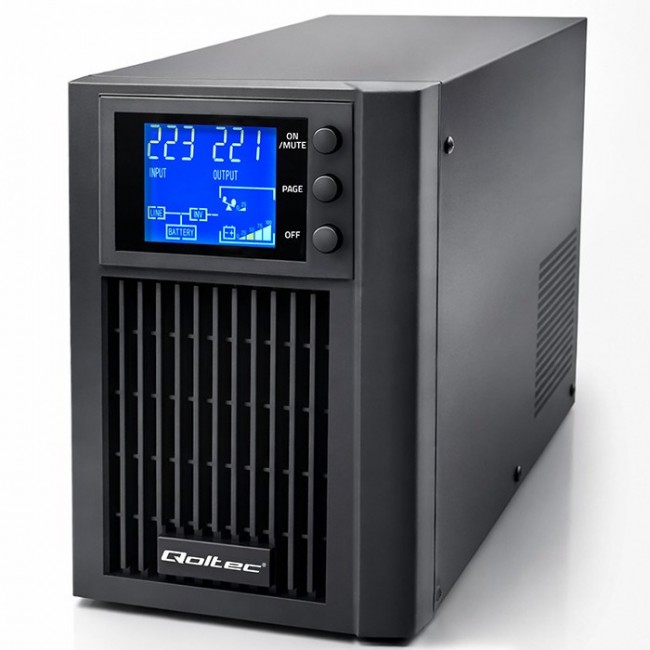 Qoltec 52640 Pure Sine Wave UPS Emergency Power Supply | 1kVA | 800W | AVR | LCD