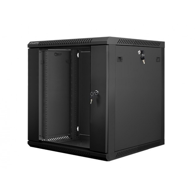 Lanberg wall-mounted installation rack cabinet 19'' 12U 600x600mm black (glass door) Lanberg wall-mounted installation rack cabinet 19'' 12U 600x600mm black (glass door)