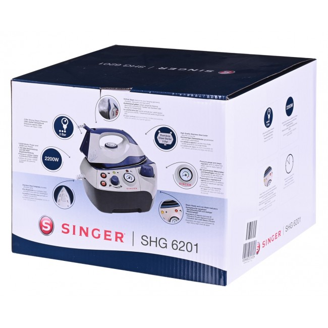 SINGER SHG6201 steam ironing station 850 W 1.2 L Stainless Steel soleplate Black, Blue, Grey SINGER SHG6201 steam ironing station 850 W 1.2 L Stainless Steel soleplate Black, Blue, Grey