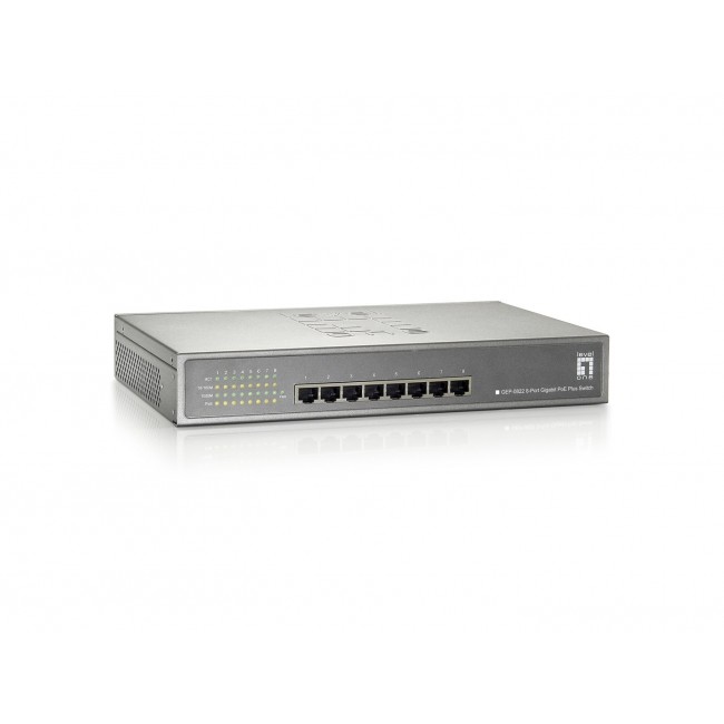 LevelOne 8-Port Gigabit PoE Switch, 802.3at/af PoE, 240W