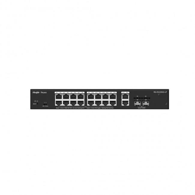 Ruijie Networks RG-ES220GS-LP network switch Managed L2 Gigabit Ethernet (10/100/1000) Power over Ethernet (PoE) Desktop Black