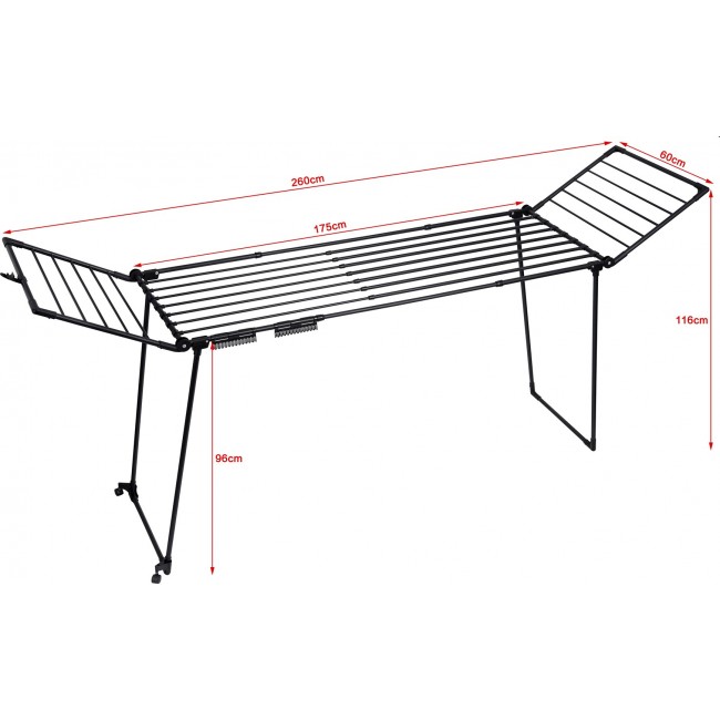 PROMIS MONZA clothes dryer, extendable + 2 wings, large, black