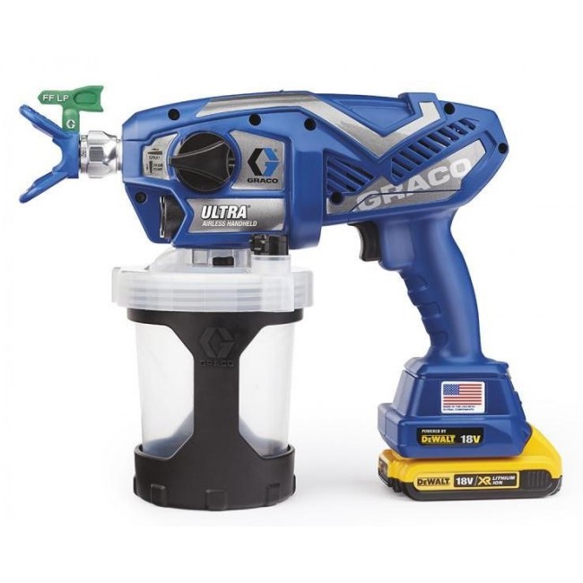 GRACO ULTRA AIRLES PAINT GUN ( 2 x AKU. 2AH DEWALT+ LOAD ) + BAG