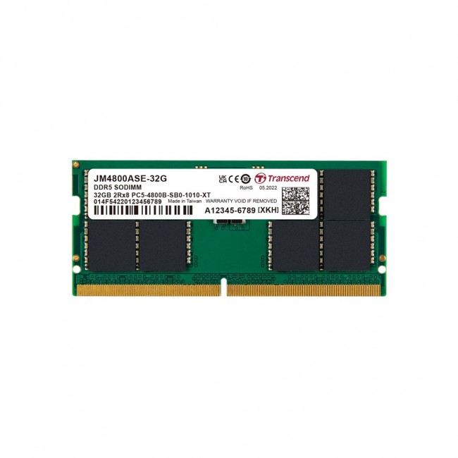 Transcend JetRam JM4800ASE-32G memory module 32 GB 1 x 32 GB DDR5 262-pin SO-DIMM Transcend JetRam JM4800ASE-32G memory module 32 GB 1 x 32 GB DDR5 262-pin SO-DIMM