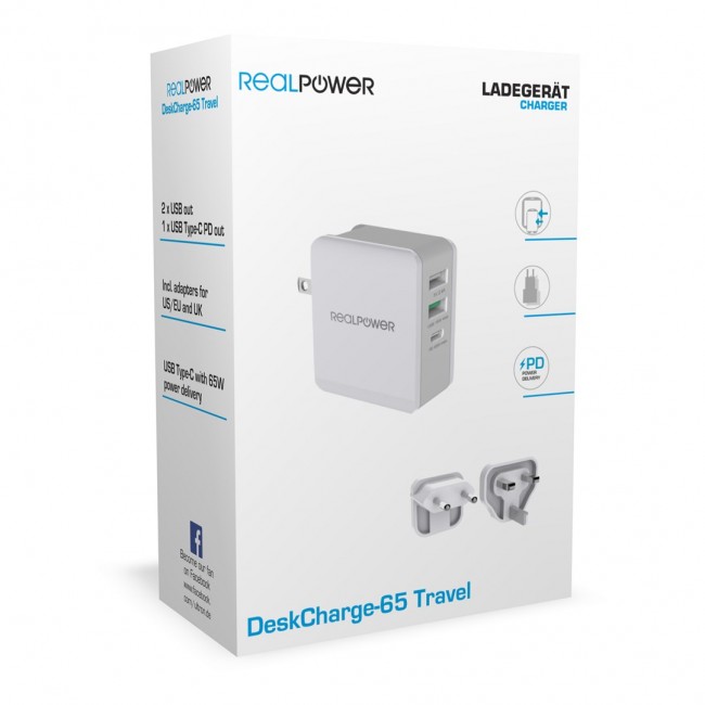 RealPower DeskCharge-65 Travel Universal Grey AC Indoor RealPower DeskCharge-65 Travel Universal Grey AC Indoor